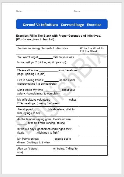 fill the blank with gerund or Infinitve