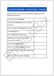 Test If You Know How to Use Gerund vs Participle - Worksheet - EnglishBix