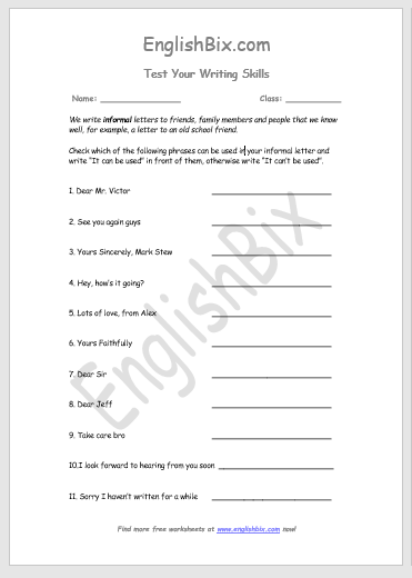 Find which phrases can be used in informal letter