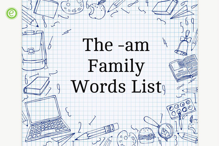 Am Word Family List For Kindergarten Kids - Englishbix