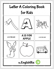 Letter A Pictures Coloring Book for Junior Kids