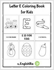 Letter E Pictures Coloring Book for Kids