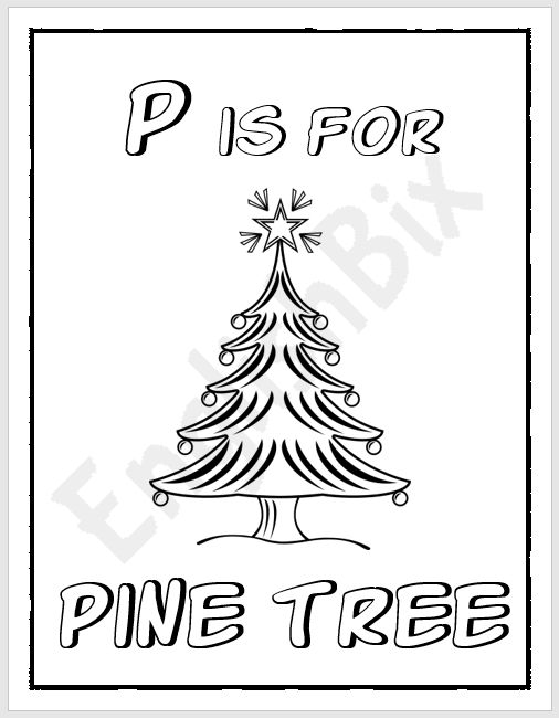 P is for Pine Tree - Coloring Page