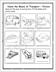 Transportation Vehicles Activity Workbook for Elementary Grade - EnglishBix