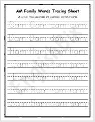 AM Word Family Activities Worksheet for Kindergarten - EnglishBix
