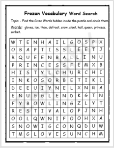 Frozen Word Search Printable - EnglishBix