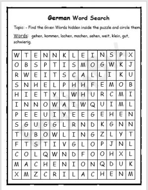 German Word Puzzles Printable Workbook - EnglishBix