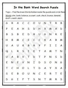 Banking Terms Word Search Printable - EnglishBix