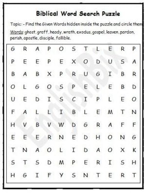 Biblical Word Search Puzzle Printable - EnglishBix