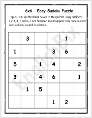 6x6 Blank Sudoku Printables for Elementary Grades - EnglishBix