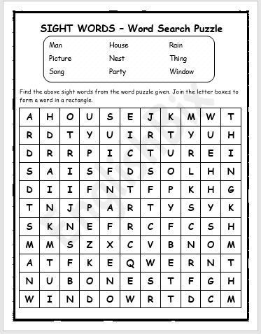Sight Words Word Search Puzzle Workbook - EnglishBix