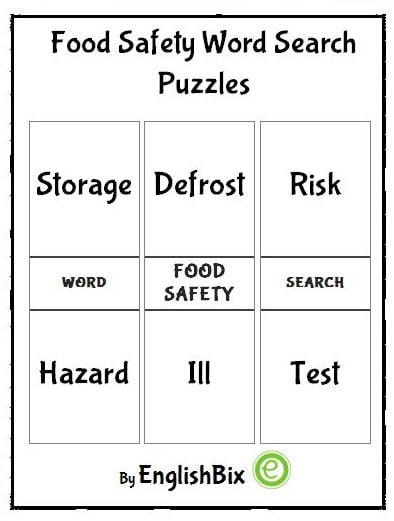 Food Safety Word Search Puzzle For Kids - 7 Words