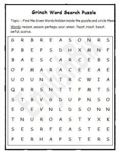 Grinch Word Search Mini-Workbook - EnglishBix