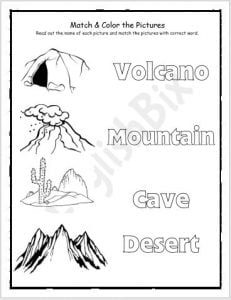 Landforms Matching Worksheets for 3rd Grade Kids - EnglishBix