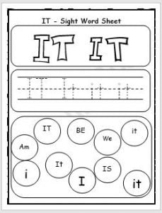 it sight word printable worksheet englishbix