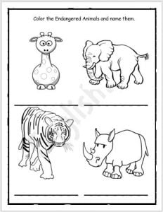 Endangered Animal Species Printable Workbook - EnglishBix