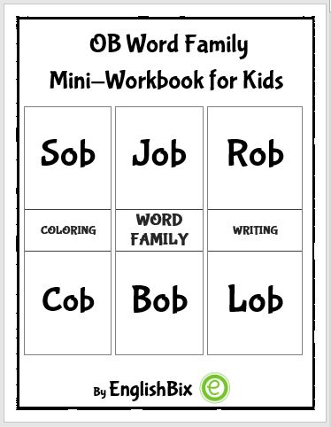 Ob Word Family Activity Worksheets - Englishbix