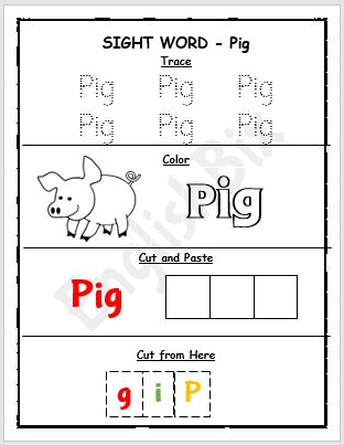 Pig Activity Printable Worksheets for Preschoolers - EnglishBix