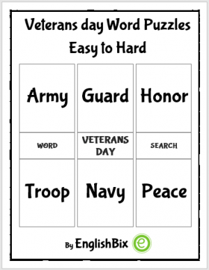 Veterans Day Word Search Puzzles Printable - EnglishBix
