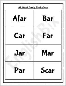 AR Word Family Activities Worksheets - EnglishBix