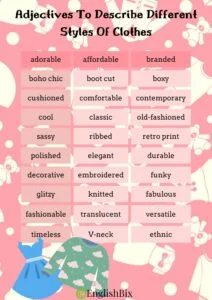 Adjective Words to Describe Clothes and Dresses - EnglishBix