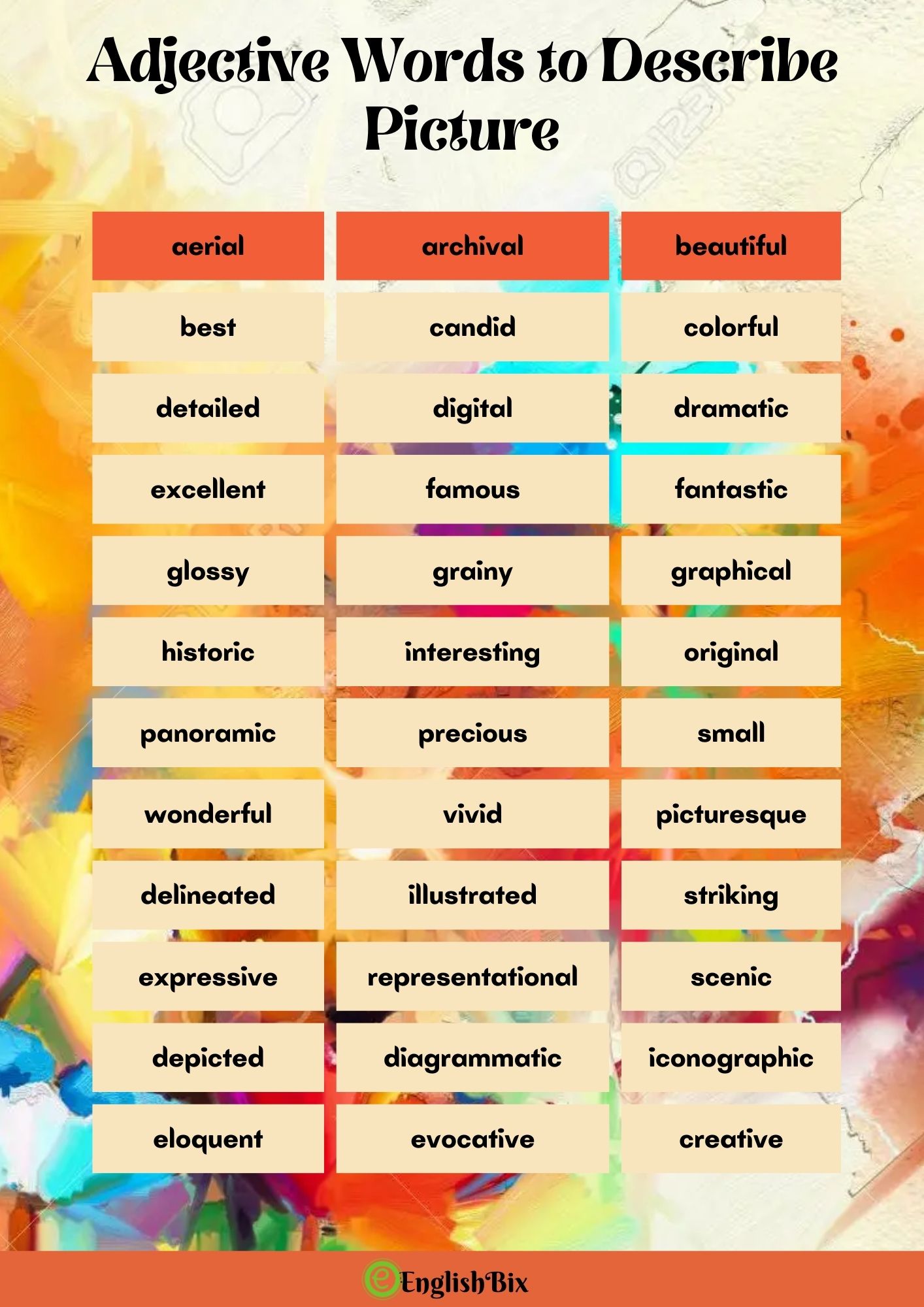 vivid descriptive words list