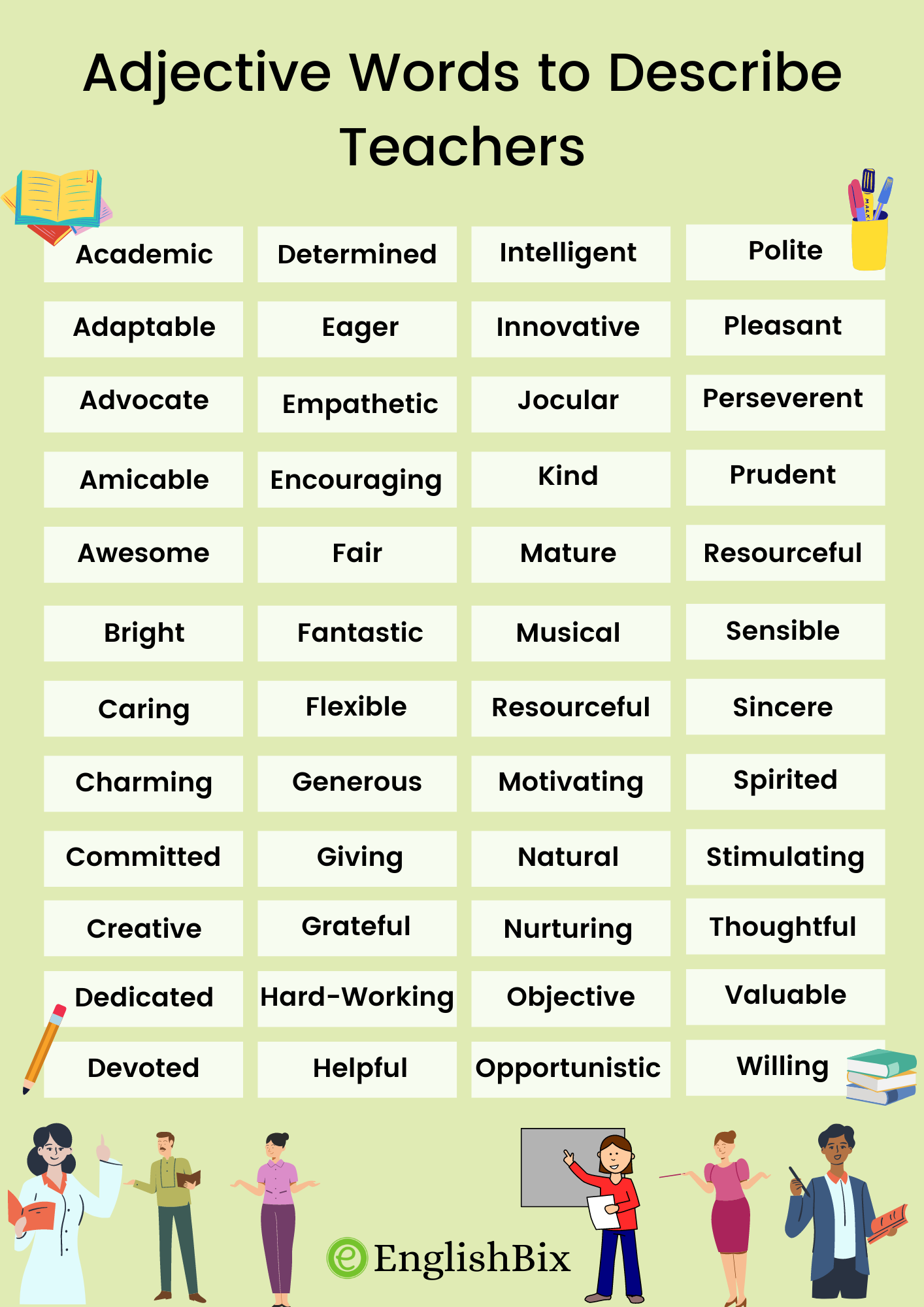 Adjective Words to Describe Your Teachers - EnglishBix