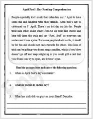 April Fools Day Reading Comprehension Worksheet - EnglishBix
