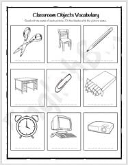 Classroom Objects Vocabulary Worksheet - EnglishBix