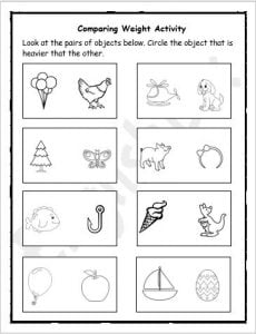 Comparing Weight - Heavier or Lighter Worksheet - EnglishBix