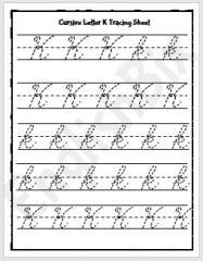 cursive letter k tracing worksheet englishbix
