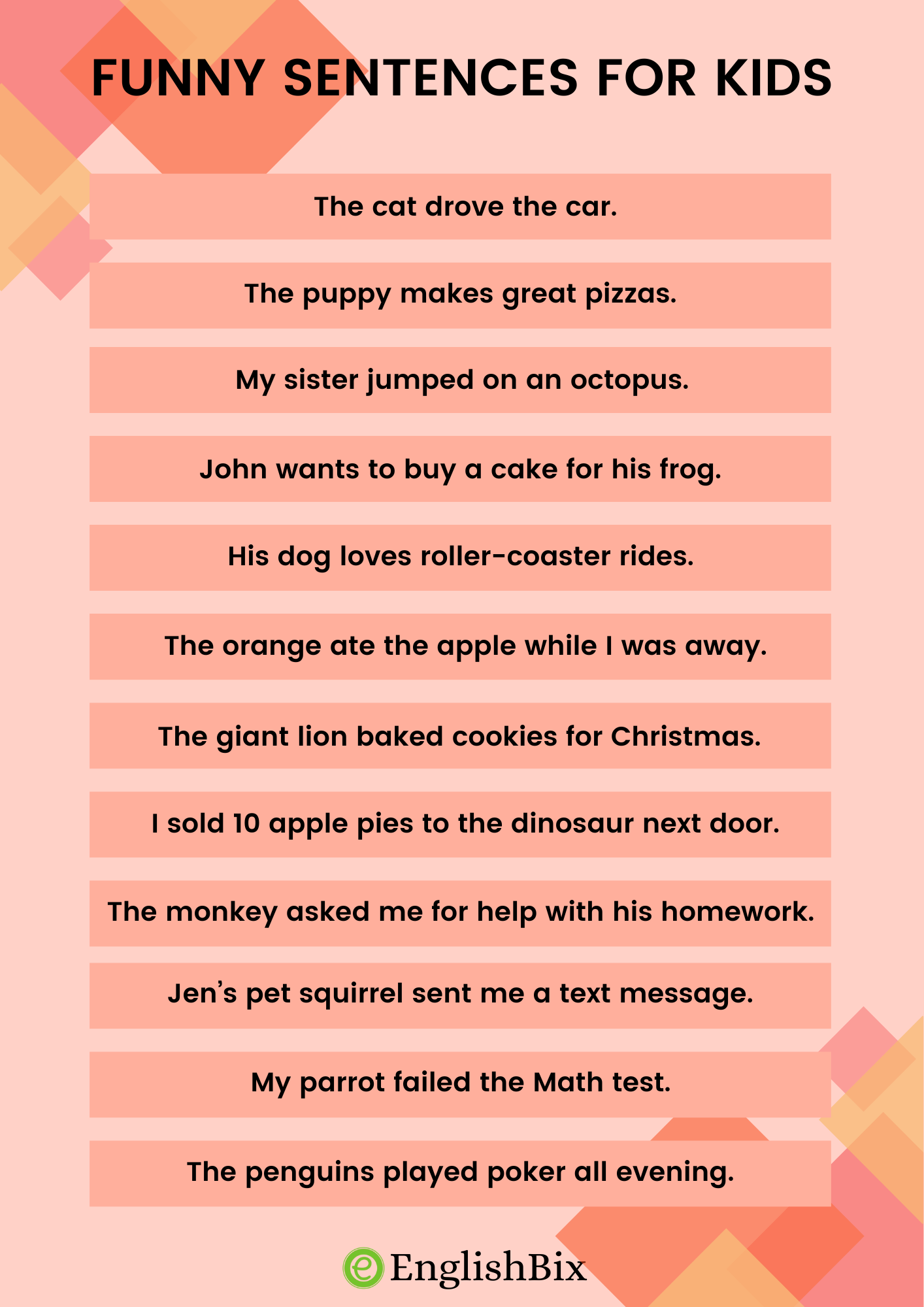 100+ Funny Sentences in English for Silly Kids - EnglishBix