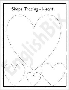 Heart Shape Tracing Worksheet - EnglishBix