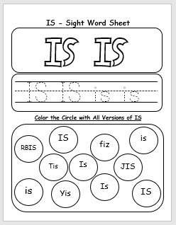 Is Sight Word Printable Worksheet - EnglishBix