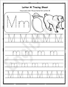 Letter M Tracing Writing Practice Worksheet - EnglishBix
