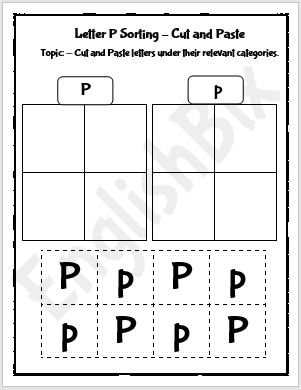 Letter P Cut and Paste Activity Worksheet - EnglishBix