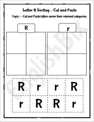 Letter R Cut and Paste Activity Worksheet - EnglishBix