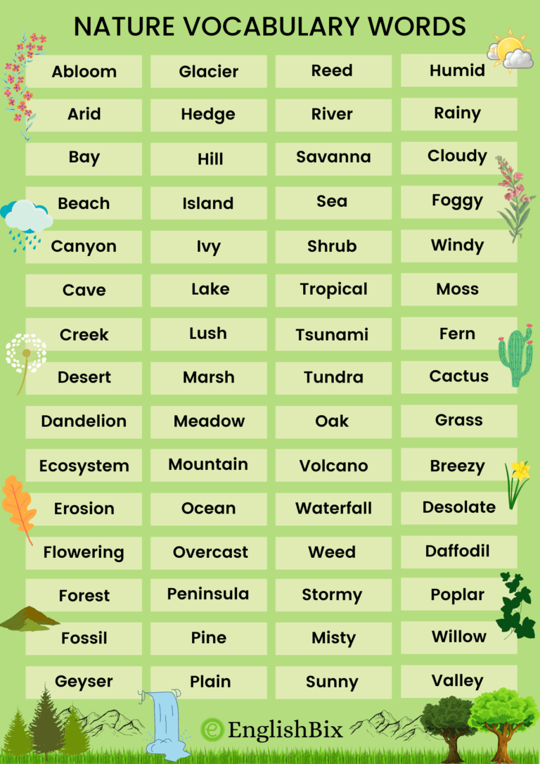 Nature Vocabulary Words with Meanings A to Z for Kids EnglishBix