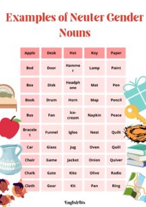 100 Examples of Neuter Gender Nouns in English - EnglishBix