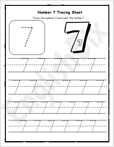 number 7 tracing worksheet for preschool englishbix