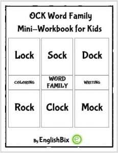 OCK Word Family Printable Worksheets - EnglishBix