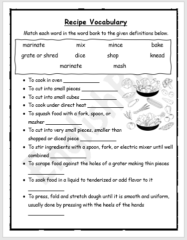 cooking worksheets printables englishbix