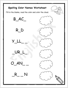 Spelling Color Names Worksheet - EnglishBix