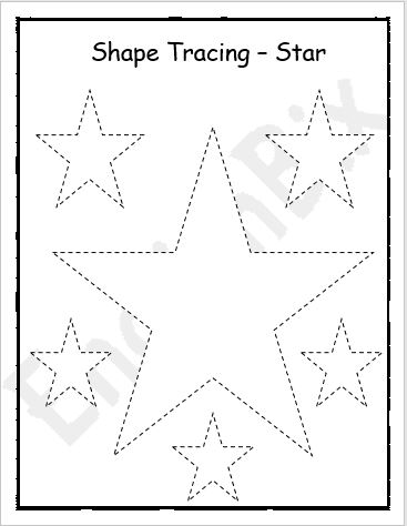 Star Shape Tracing Worksheet - EnglishBix