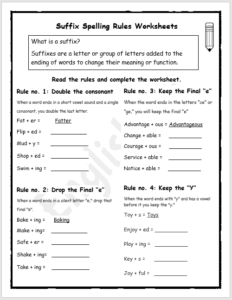Suffix Spelling Rules Worksheet - EnglishBix