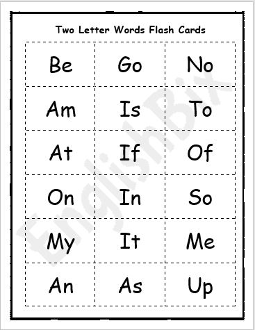 Two Letter Word List Printable