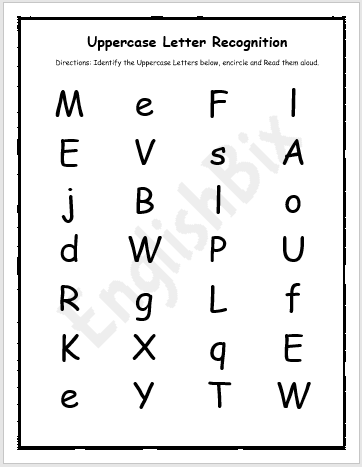 uppercase letter recognition worksheet englishbix