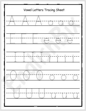 Vowel Letters Writing and Tracing Worksheet - EnglishBix