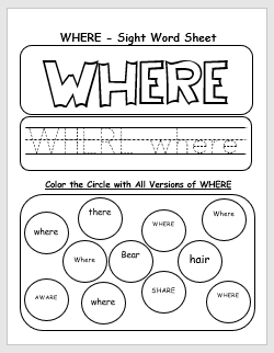 Where Sight Word Printable Worksheet