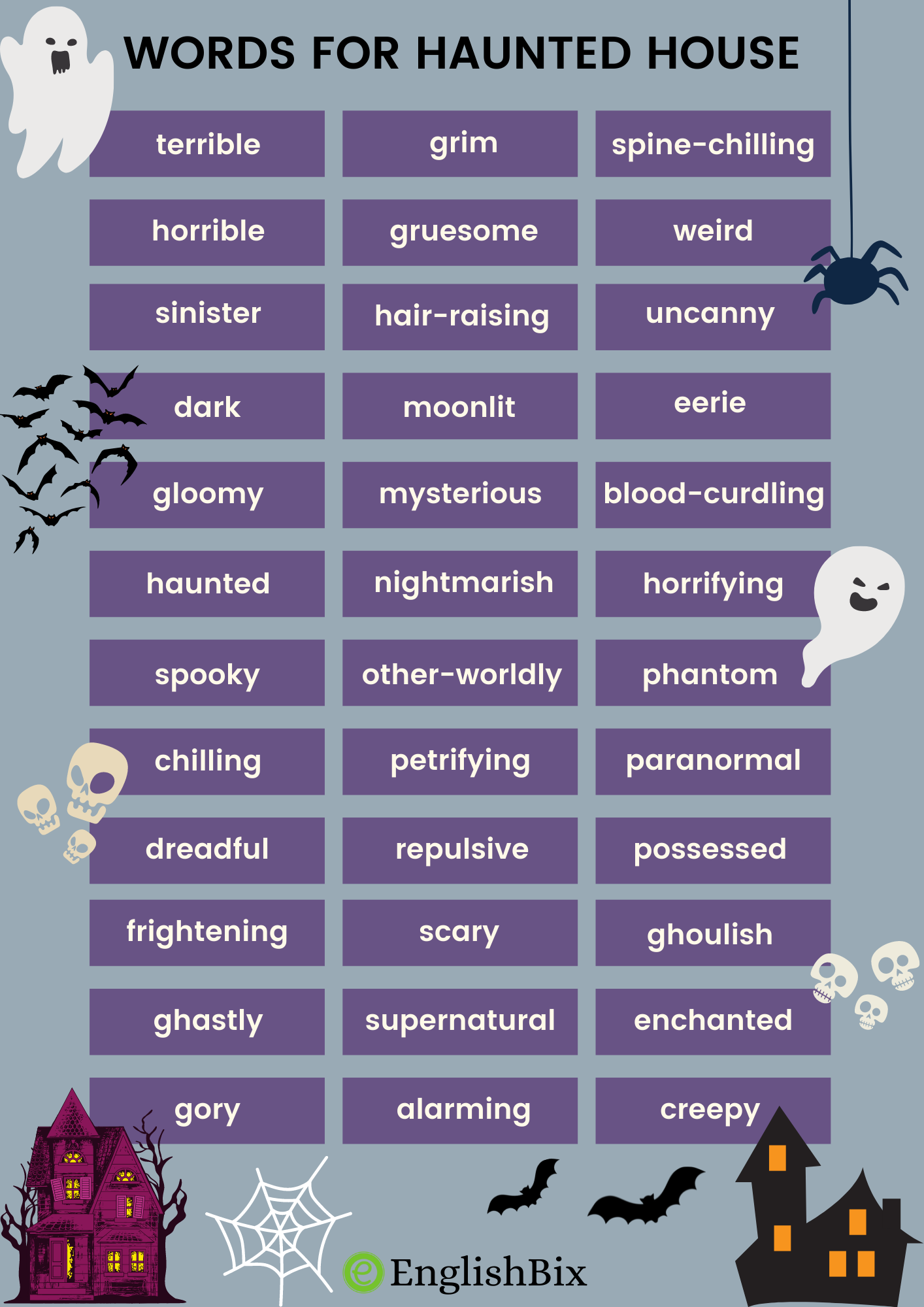 50 Adjective Words To Describe a Haunted House - EnglishBix